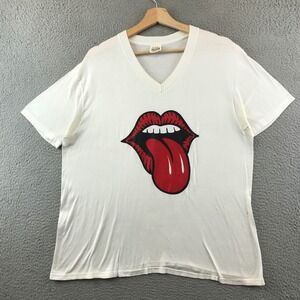 Vintage 70s Rolling Stones V-Neck T-Shirt Sears Golden Comfort EX Large 46-48